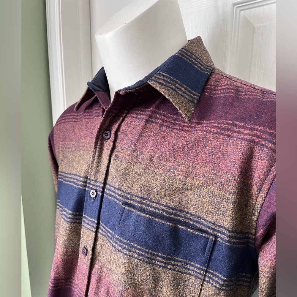Mens Pendleton Virgin Wool Plaid Flannel Lodge Shirt Size Medium Like NEW